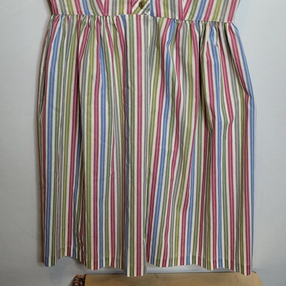 Vintage Dress Sears Perma Prest Stripes Peter Pan Collar Button Front Size 12/14 - Picture 3 of 9